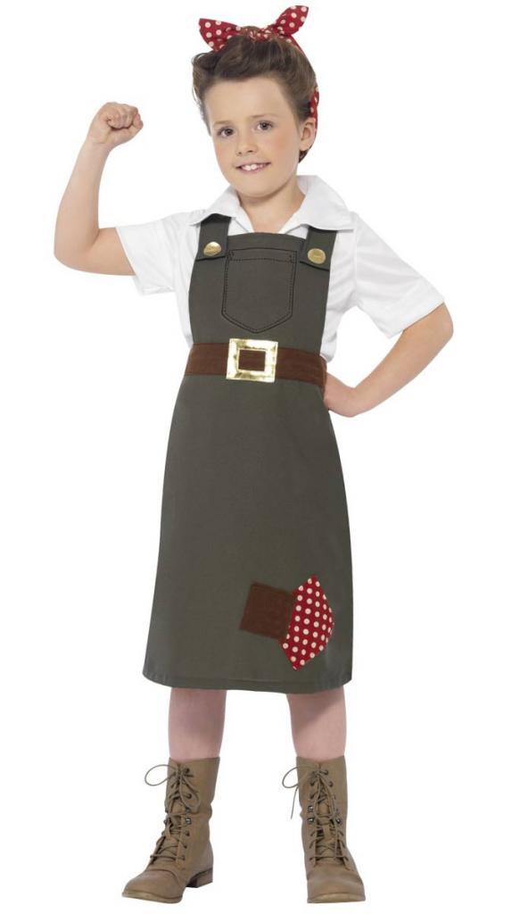 Wartime Munitions Factory Worker Girls Costume by Smiffys 27534