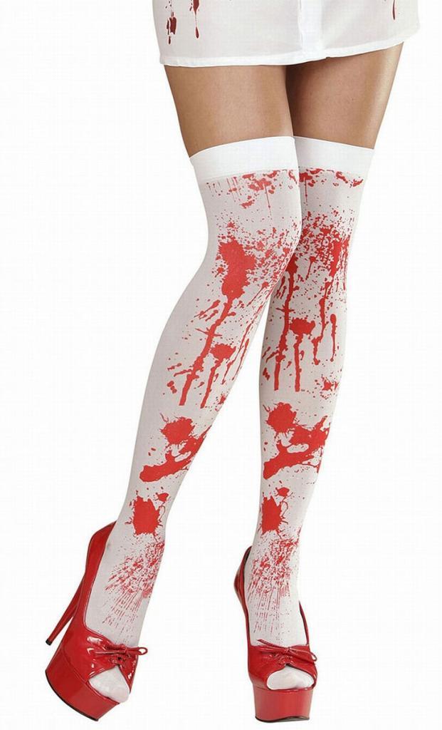 Blood Stained White Over the Knee Socks by Widmann 01296 available at Karnival Costumes