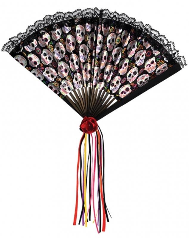 Day of the Dead Decorated Fan by Amscan 843935 and available from Karnival Costumes