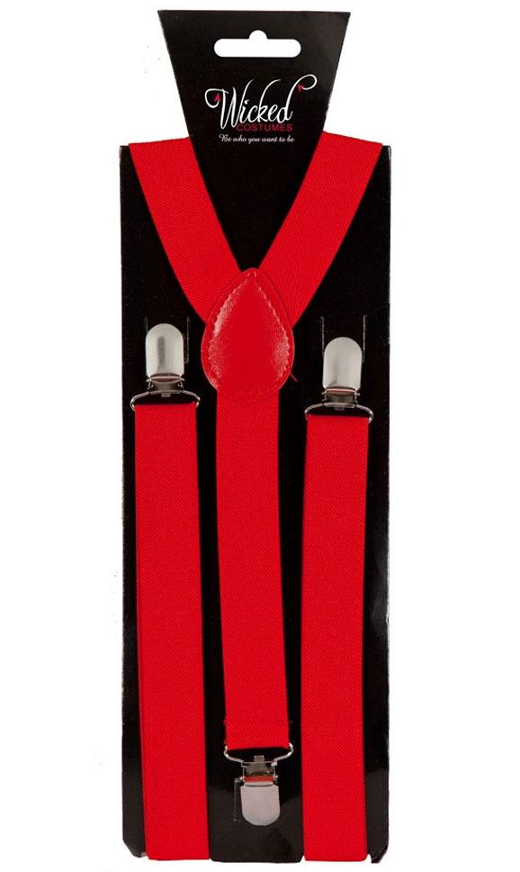 Pair of Unisex Red Braces by Wicked AC-9353 and available from Karnival Costumes