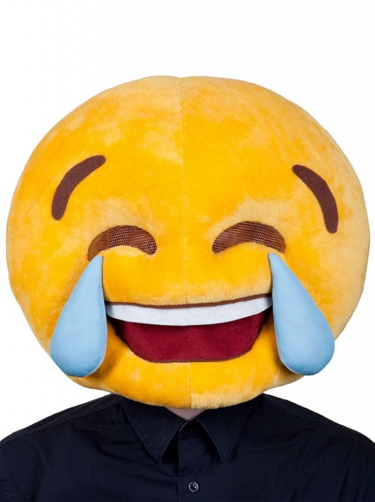 Cry Laughing Emoticon Mascot Head by Wicked MH-1287 and available from Karnival Costumes