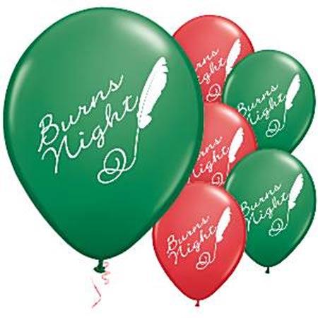 Burns Night Printed Party Balloons 11" Size for helium filling or balloon stick use from Karnival Costumes