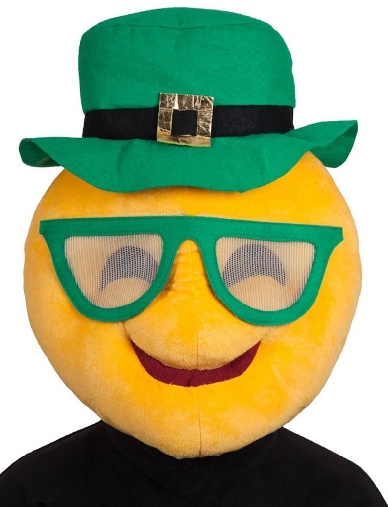 St Patricks Day Cool Head Emoticon Mascot Head by Wicked MH-1296 and available from Karnival Costumes