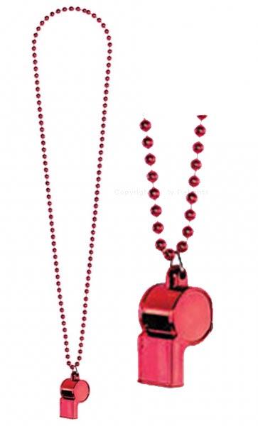 Whistle on Bead Chain in Metallic Red by Amscan 399909-40 and available from Karnival Costumes online party shop