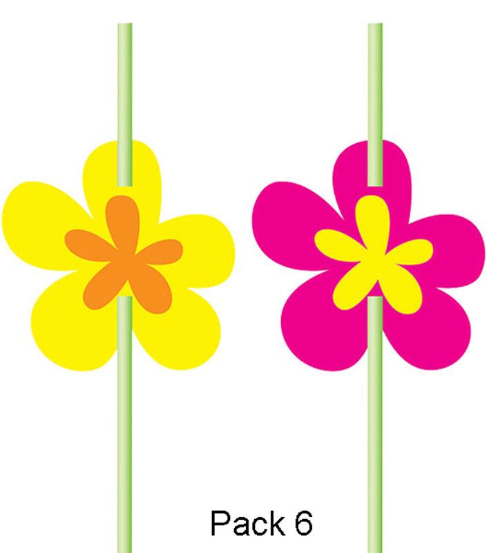 Pack 6 Drinking Straws with Summer Flowers by Creative Converting 090129 available from Karnival Costumes online party shop