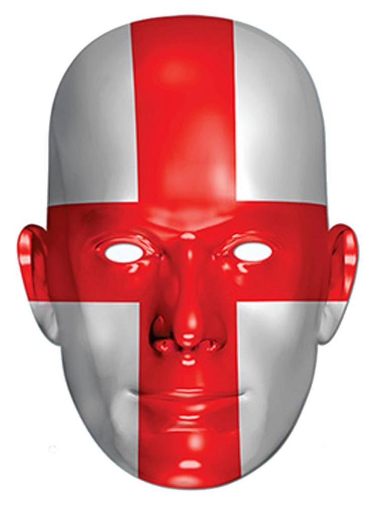England Flag Card Mask in white and red by Mask-erade ENGLA01 available from Karnival Costumes online party shop