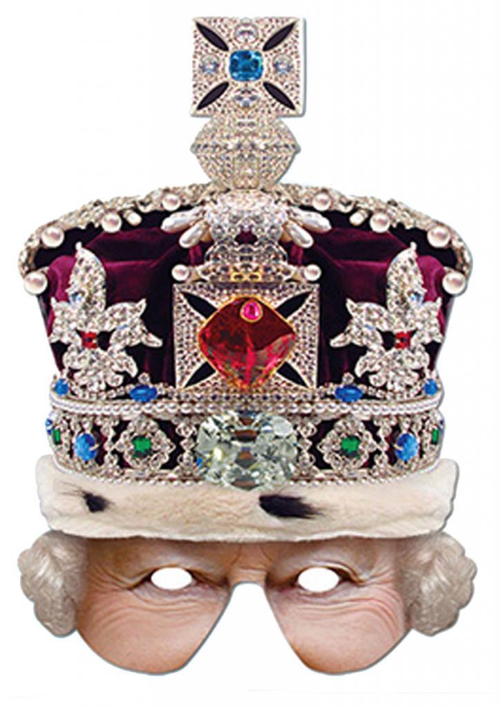 HRH The Queen Half-Face Mask with Crown by Mask-earade and available from Karnival Costumes online party shop