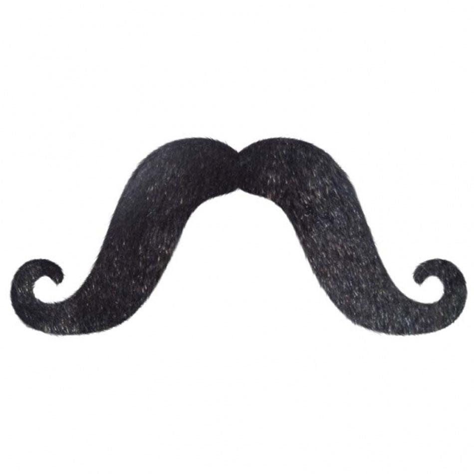 Mexican Fiesta Moustache in black. Extra large at 5.5" wide with self-adhesive backing by Amscan 390117 it's available from Karnival Costumes online party shop
