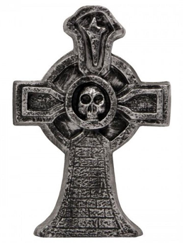 17cm Cross Tombstone in pre-coloured plastic by Folat 23610 and available here at Karnival Costumes online Halloween party shop