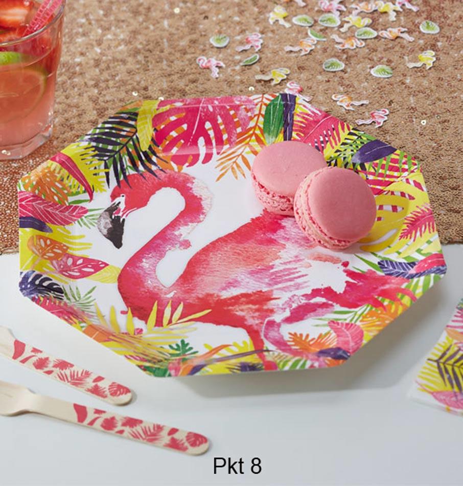 Flamingo Fun Party Plates pk8 by Ginger Ray FL-208 and available here at Karnival Costumes online party shop
