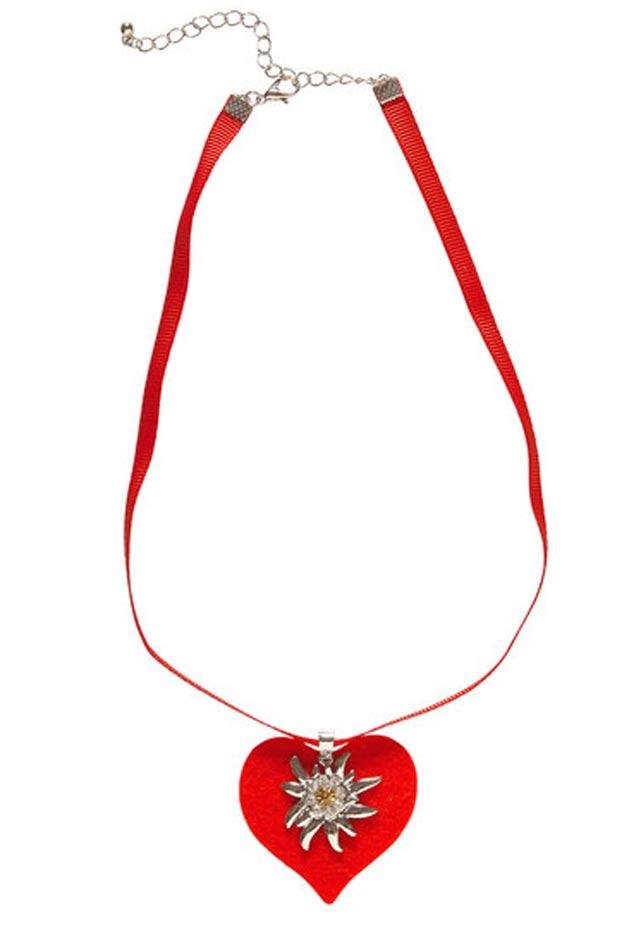 Red Heart Oktoberfest Necklace with Strass Crystal Edelweiss by Widmann 46730 available here at Karnival Costumes online party shop