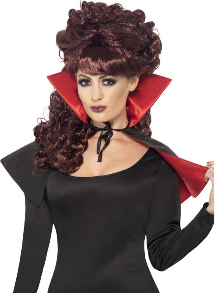 Mini Vamp Cape with High Collar by Smiffys 23198 available here at Karnival Costumes online Halloween party shop