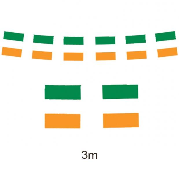 3m length Ireland Flag Small Plastic Bunting by Amscan 993912 available here at Karnival Costumes online party shop