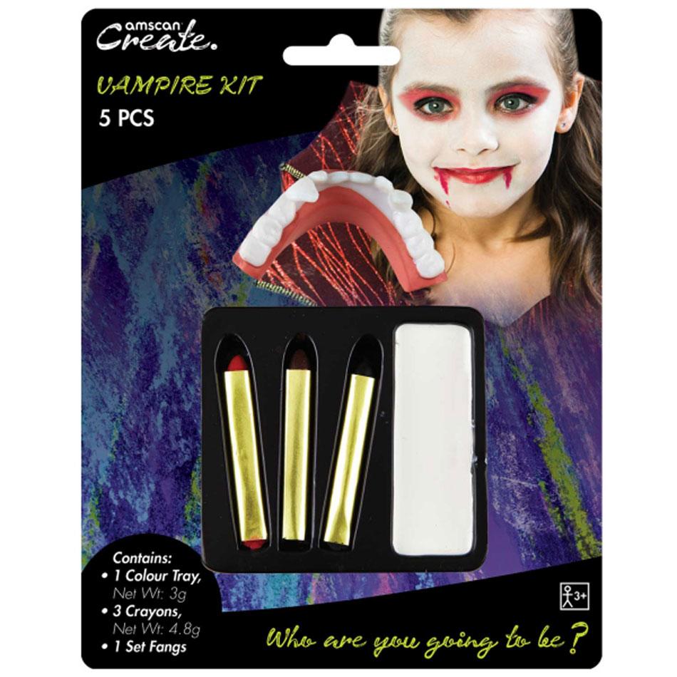 Basic Vampire Make Up Kit including fangs by Amscan 9901419 available here at Karnival Costumes online party shop