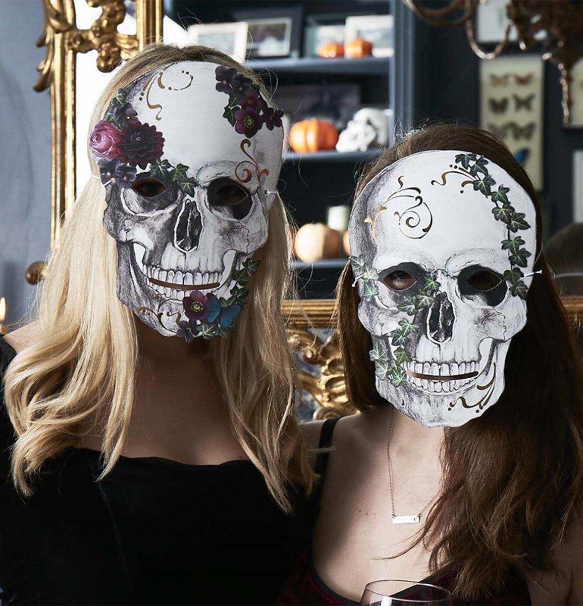 Baroque Skeleton Masks 4 of each design by Talking Tables BQSKELE-MASKS available here at Karnival Costumes online party shop