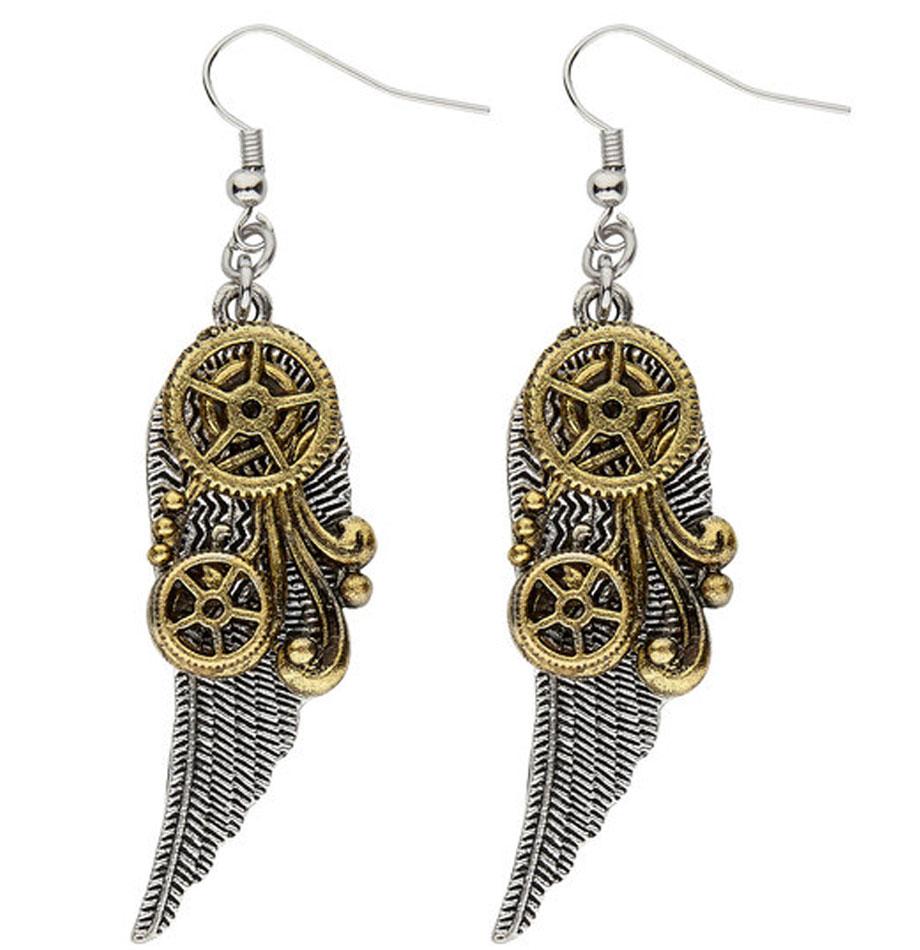 Steampunk Angel Wing Earrings by Widmann 01784 available in the UK from Karnival Costumes online party shop