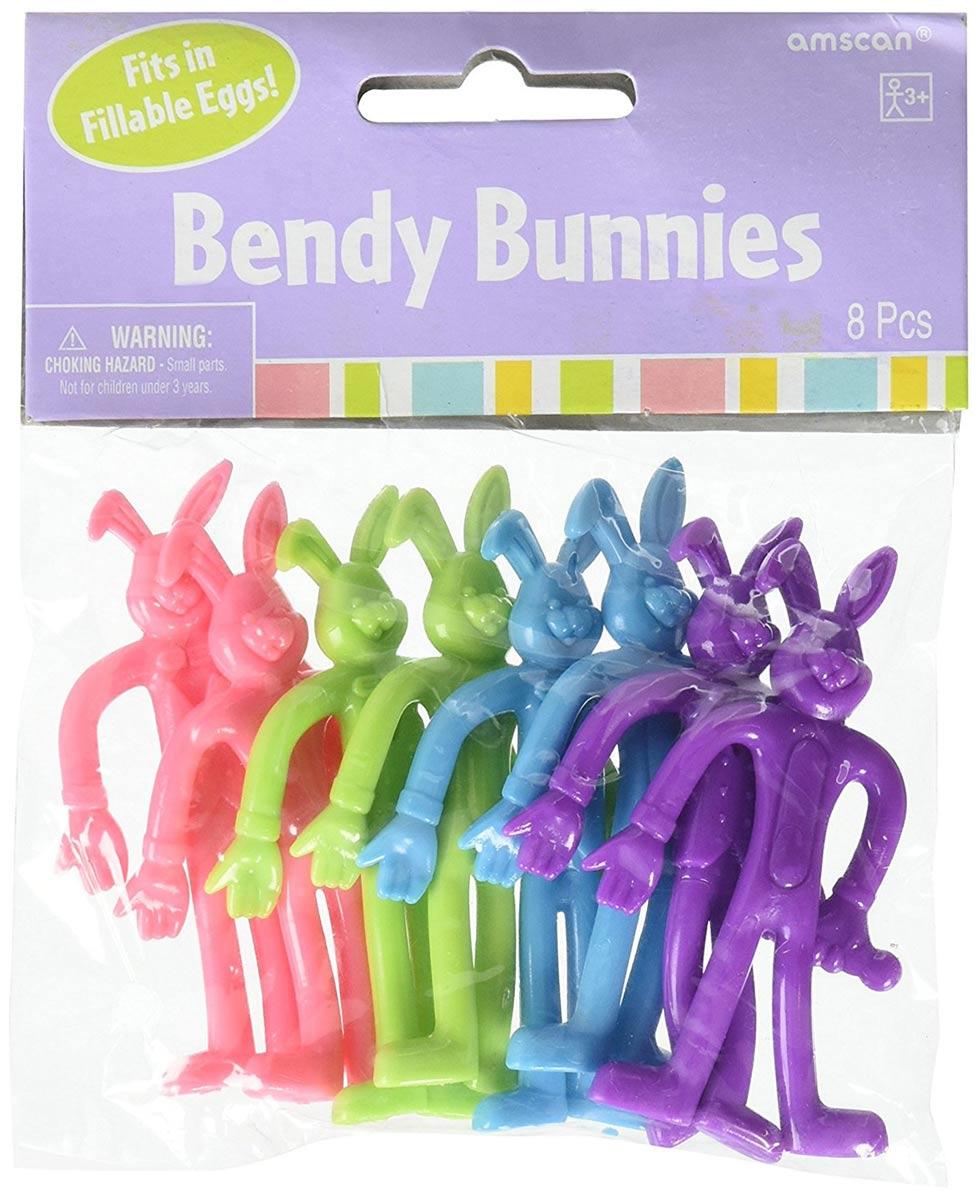 Pack of colourful Bendy Bunnies by Amscan 393406 (8pcs) available in the UK here at Karnival Costumes online party shop