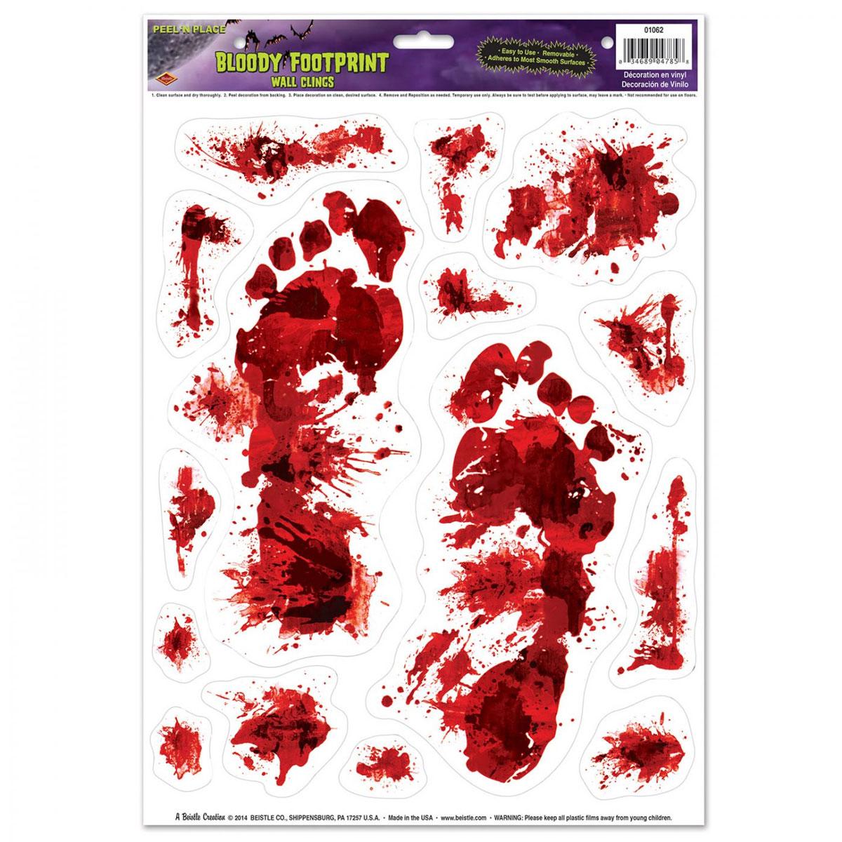 Bloody Footprints and Clings Halloween Decorations by Beistle 01062 available in the UK here at Karnival Costumes online Halloween party shop