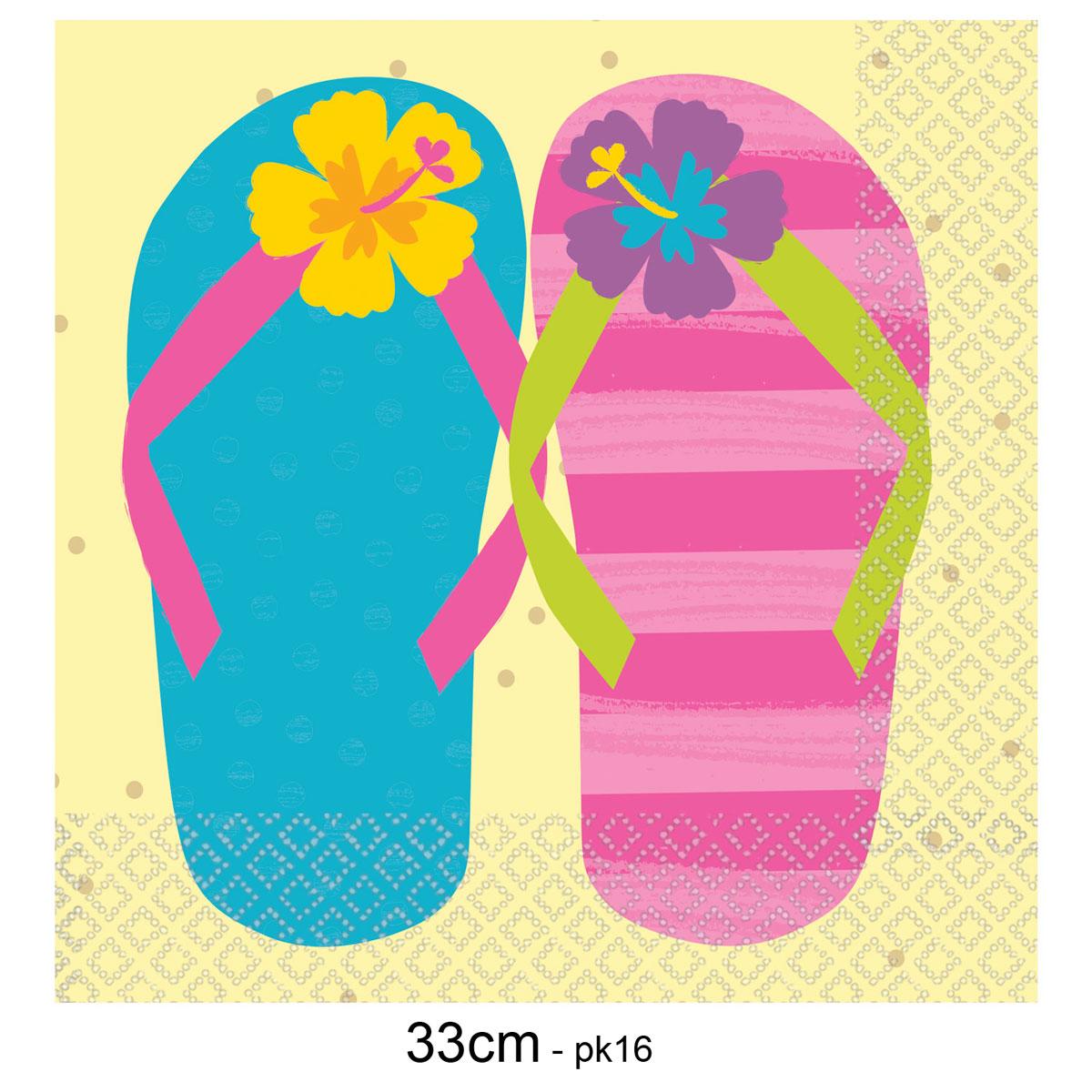 Just Chillin Flip Flop Luncheon Napkins pk16 33cm size by Amscan 9905103 available here at Karnival Costumes online party shop
