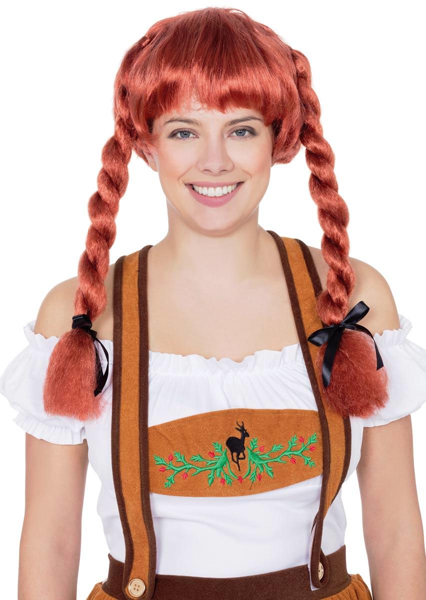 Bavarian Fraulein Pigtail Wig in Auburn by Bristol Novelties BW945 and available here at Karnival Costumes online party shop