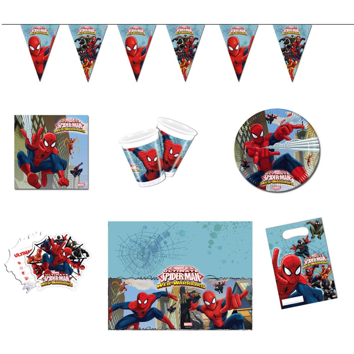 Spiderman Warrior Party Set 50pc by Folat 00255 available in the UK here at Karnival Costumes online party shop