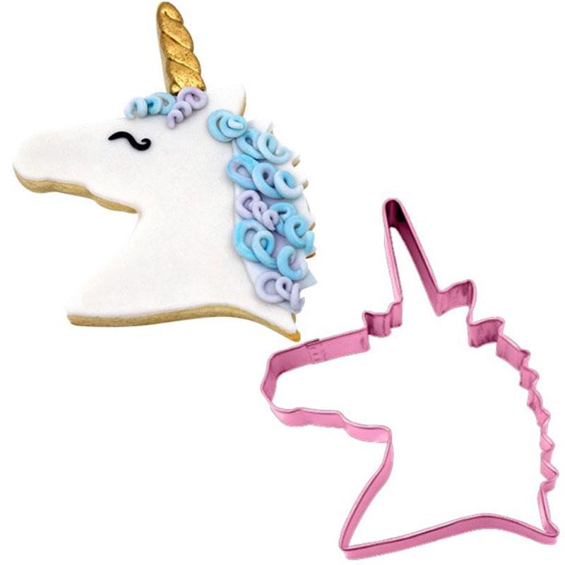 Unicorn Head Cookie Cutter with sample by Anniversary House K0827P available here at Karnival Costumes online party shop
