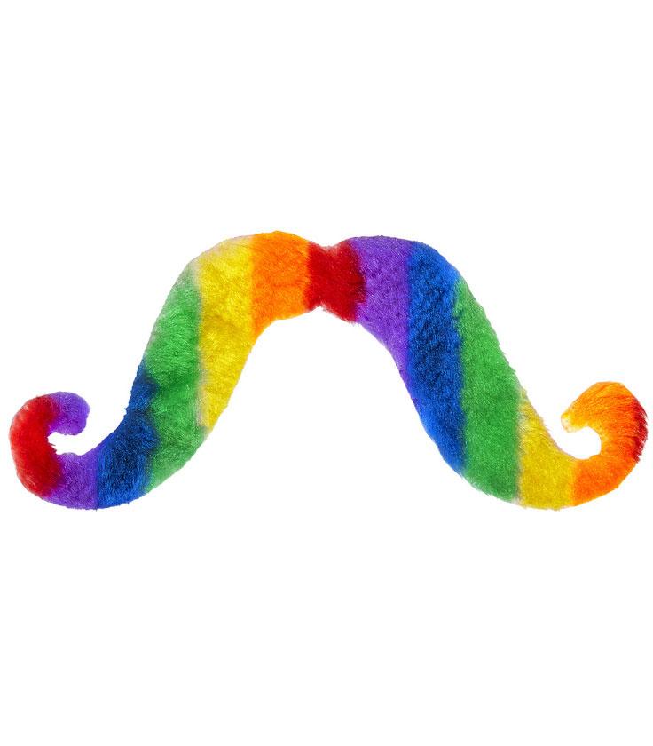 Adult unisex Rainbow Moustache with self-adhesive backing. By Widmann 07782 it's available here at Karnival Costumes online party shop