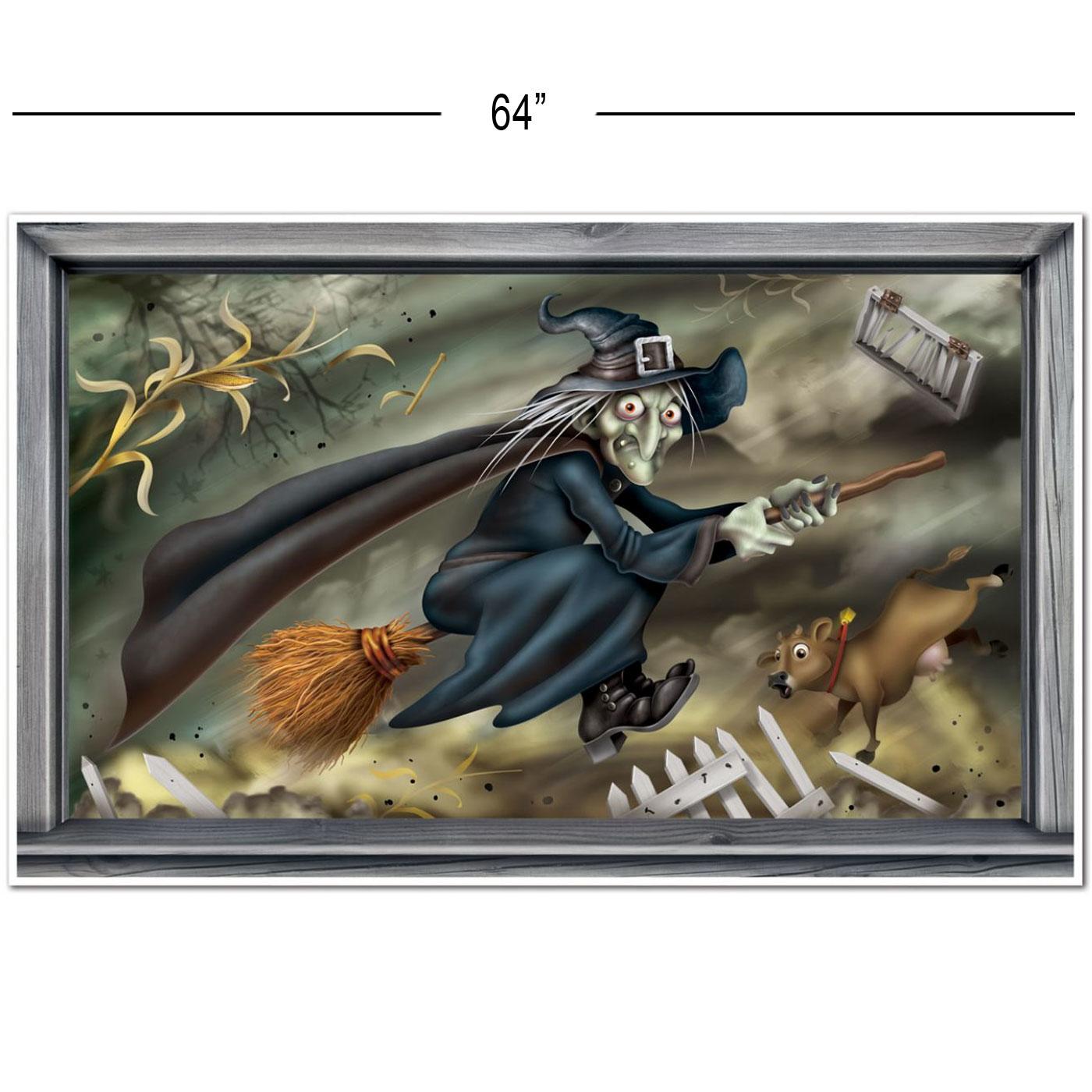 Flying Witch Insta-Mural - 5ft 4" x 3ft 4" by Beistle 00998 available here at Karnival Costumes online party shop