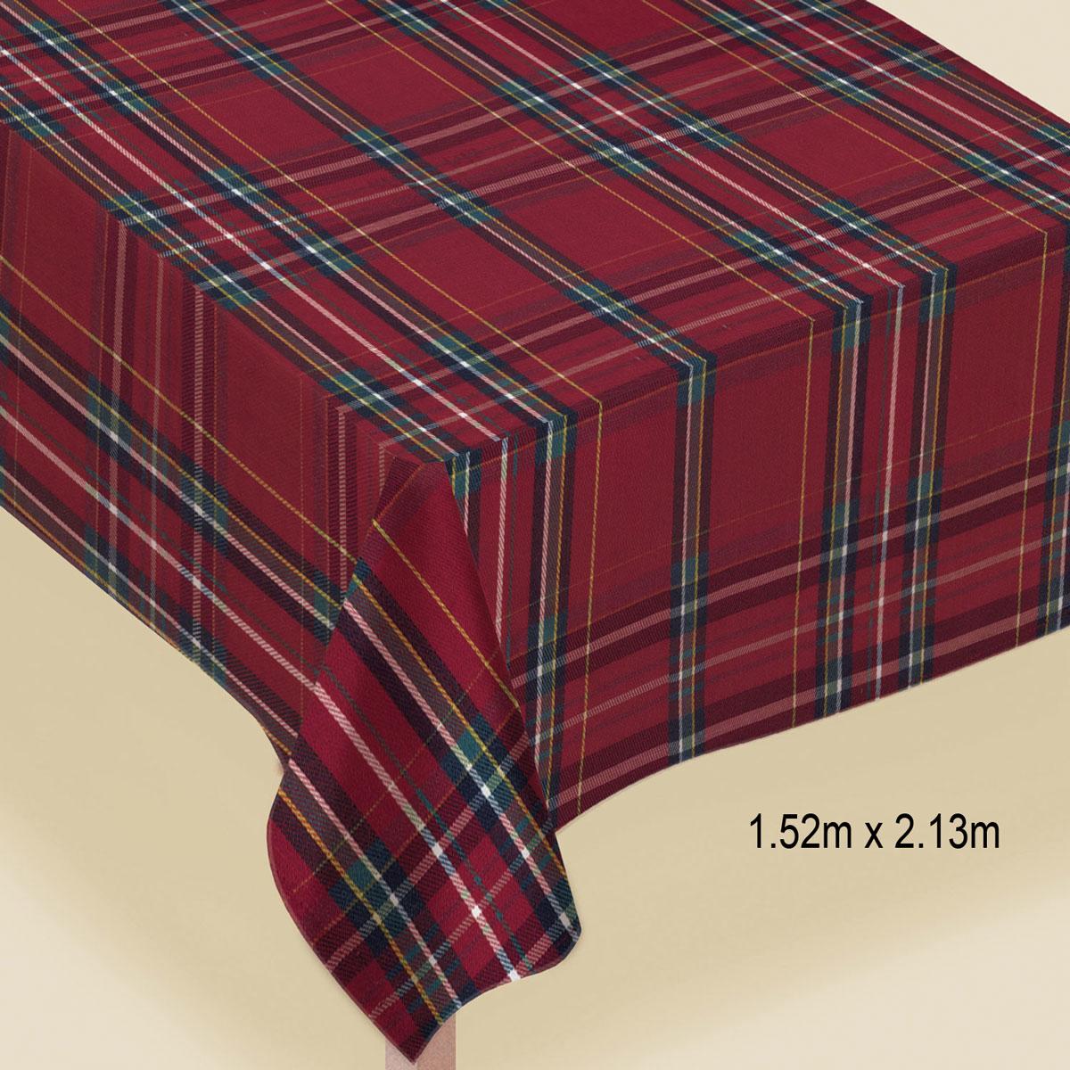 Printed Plaid Fabric Tartan Table Cover - 2.13m x 1.52m by Amscan 570094 available here at Karnival Costumes online Christmas party shop