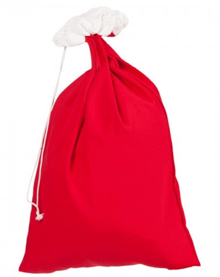 Red Fabric Santa Sack Christmas Accessory 72cm x 48cm with Cord 09713 available here at Karnival Costumes online Christmas party shop