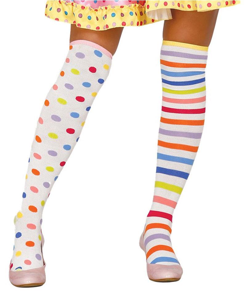 Rainbow Dotted Hold Up Stockings by Guirca 18561 available in the UK here at Karnival Costumes online party shop