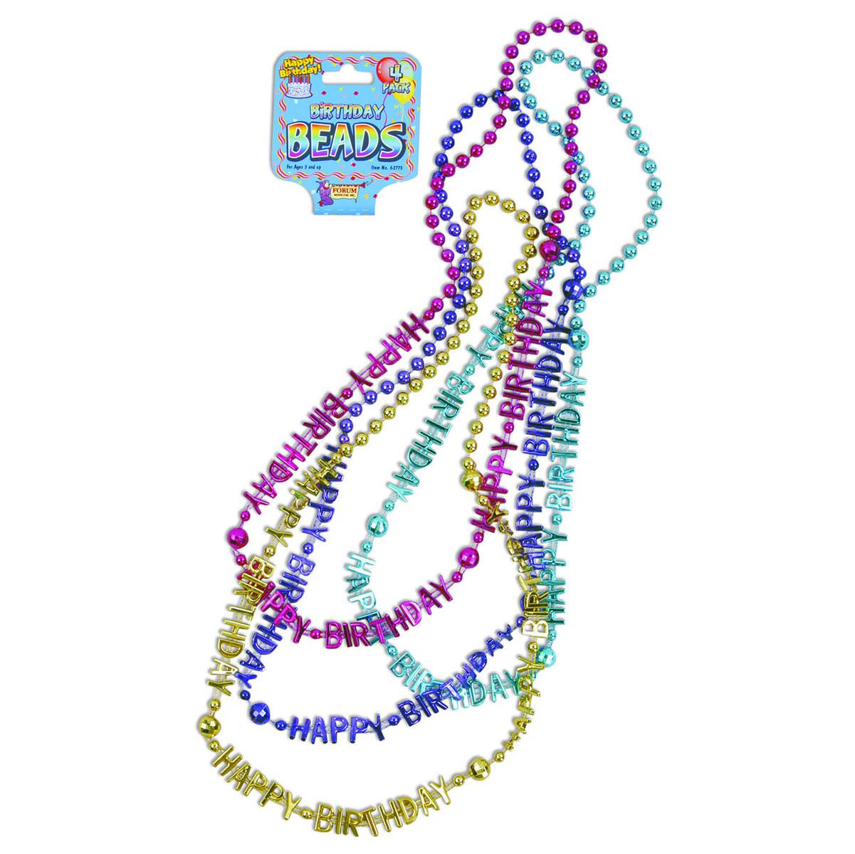 Birthday Beads pack 4 by Forum 62773 available here at Karnival Costumes online party shop