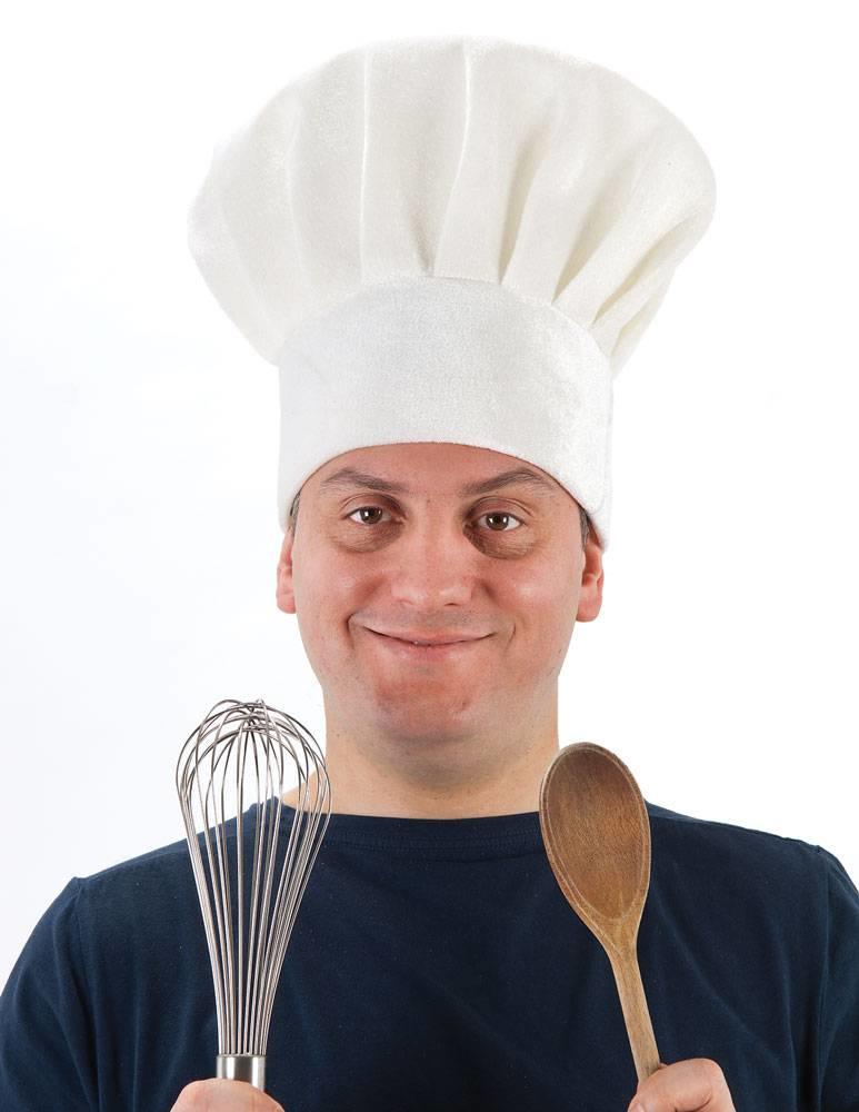 Traditional tall white adult chef hat by Palmers 5685 and available in the UK from Karnival Costumes online party shop
