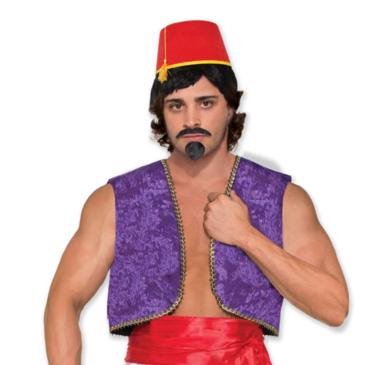 Arabian Prince or genie vest in purple trimmed with gold by Forum Novelties 76415 available here at Karnival Costumes online party shop
