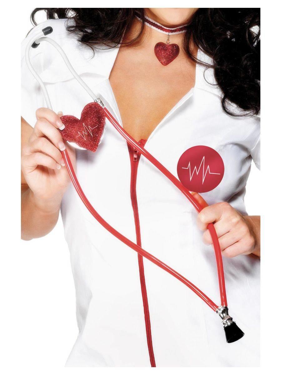 Nurse's Stethoscope with Red Glitter Heart by Smiffys 29275 available here at Karnival Costumes online party shop