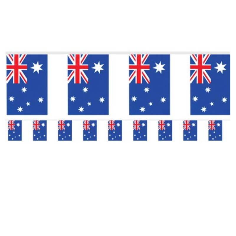 Australian flag plastic bunting with 11 flags by Henbrandt F30585 available here at Karnival Costumes online party shop
