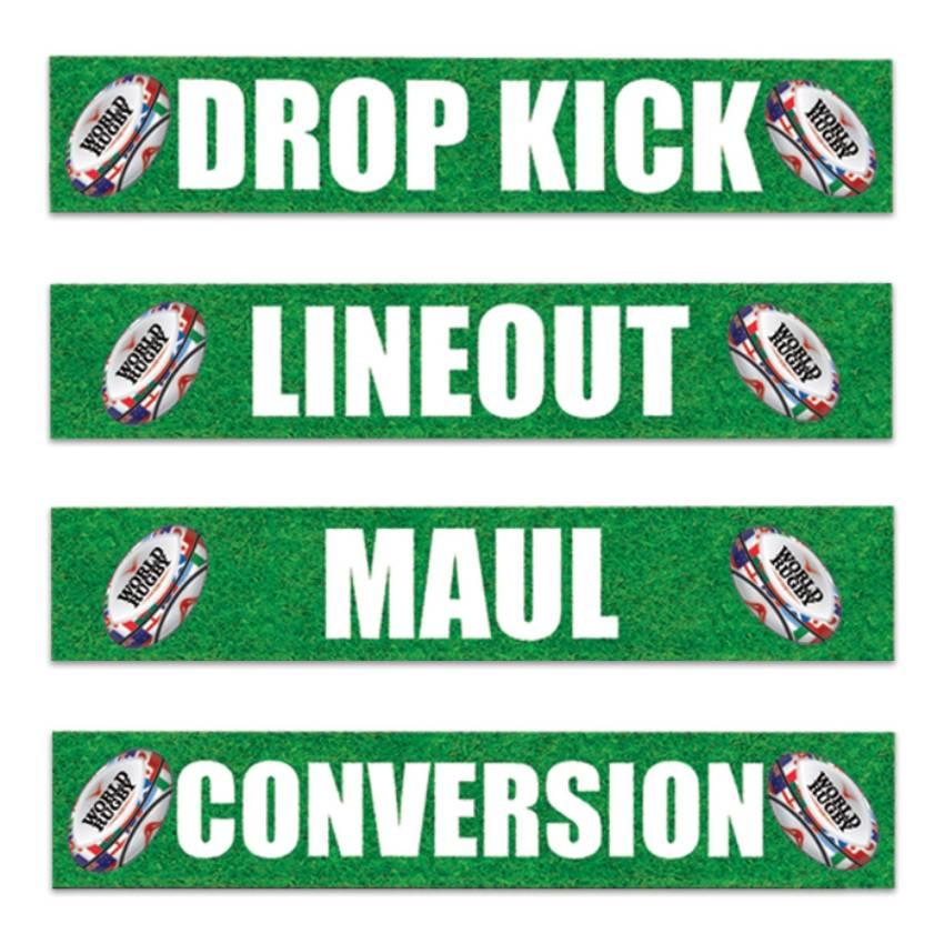 Rugby Phrase cutout decorations by Beistle 53732 available here at Karnival Costumes online party shop