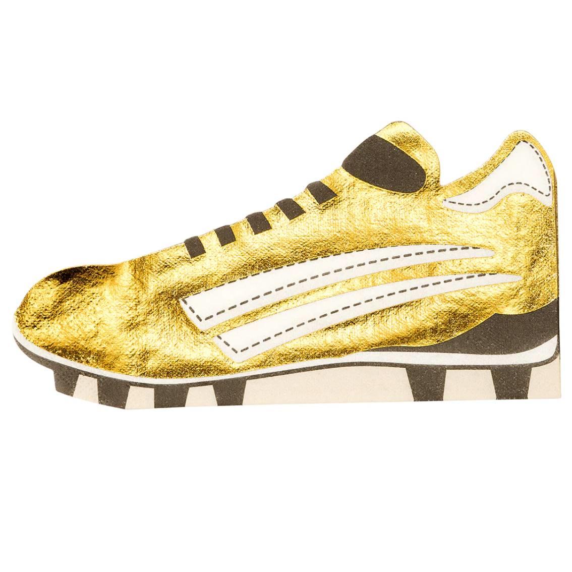 Football Champions Gold Foil Boot Shaped Napkins by Talking Tables CHAMP-NAPKIN-BOOT available here at Karnival Costumes online party shop