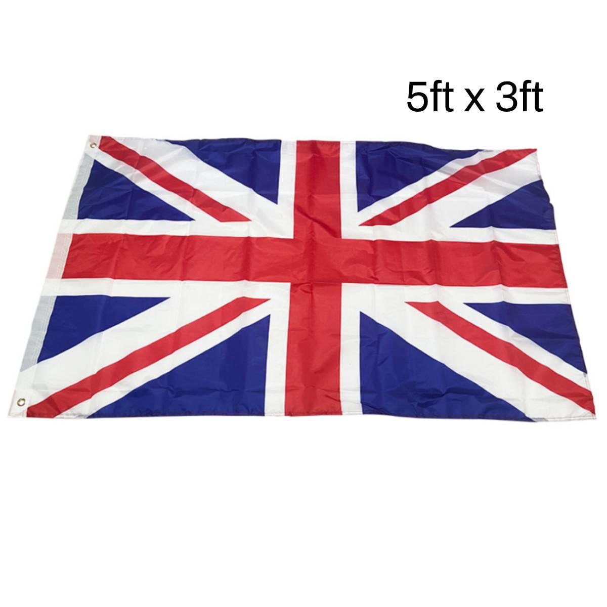 5ft x 3ft Union Jack Flag in polyester with two metal eyelets. By Wicked AC-9440 available here at Karnival Costumes online party shop