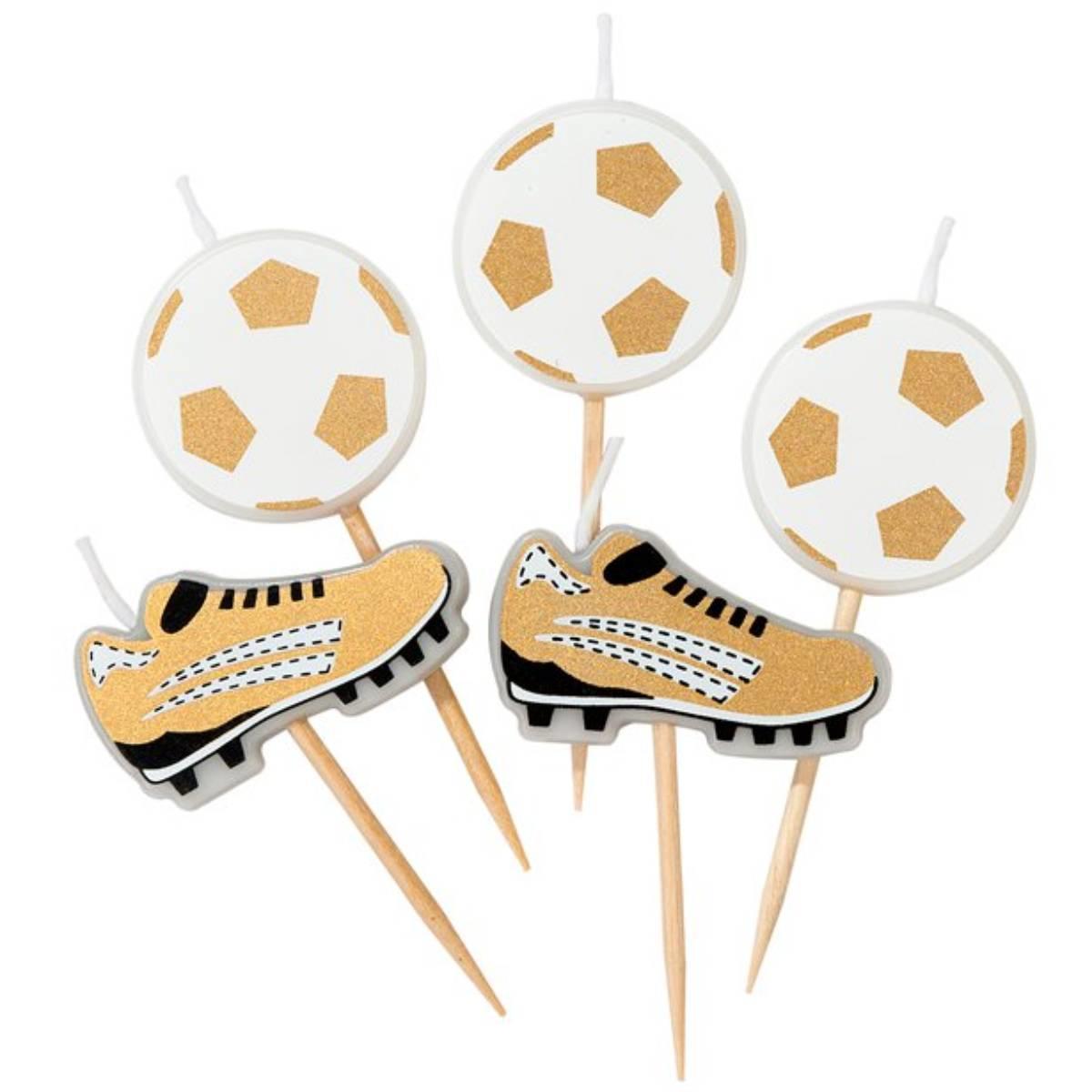 Football Champions Party Cake Candles pk5 by Talking Tables CHAMP-CANDLES available here at Karnival Costumes online party shop