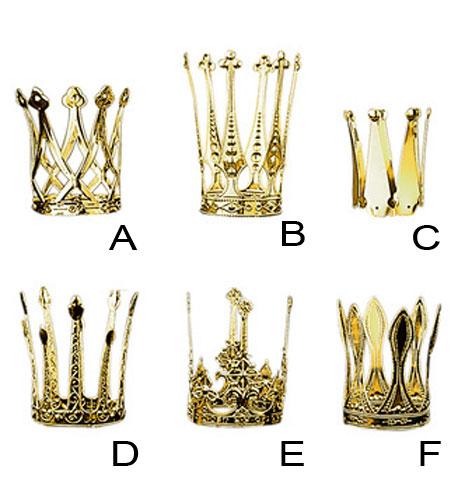 Regal Gold Coloured Crowns in Aluminium by Widmann 2440B in 6 styles - available here at Karnival Costumes online party shop
