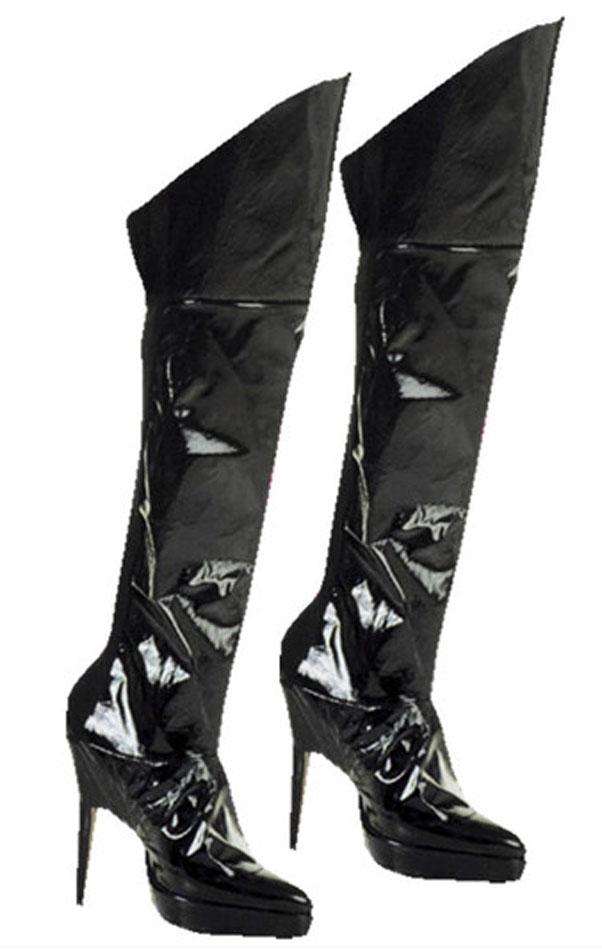 Shiny Black Over the Knee Boot Covers Widmann 3481L from Karnival Costumes