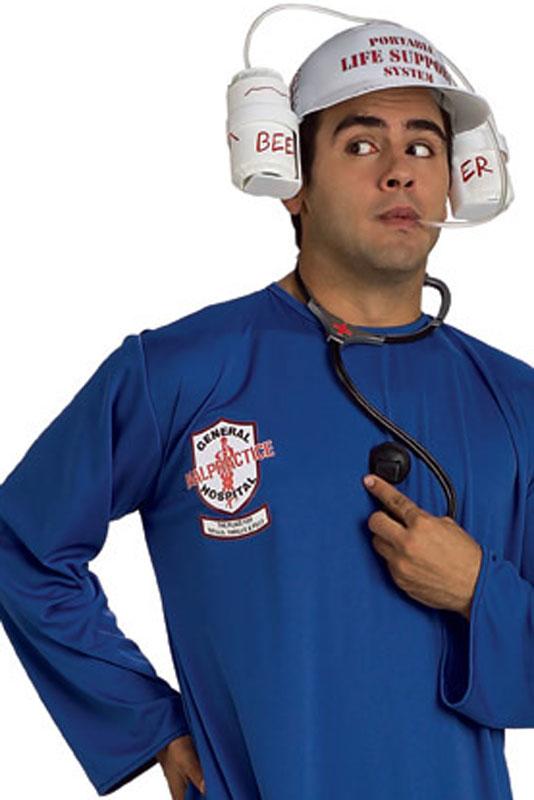 Mobile Life Support Patient Hospital Fancy Dress Costume