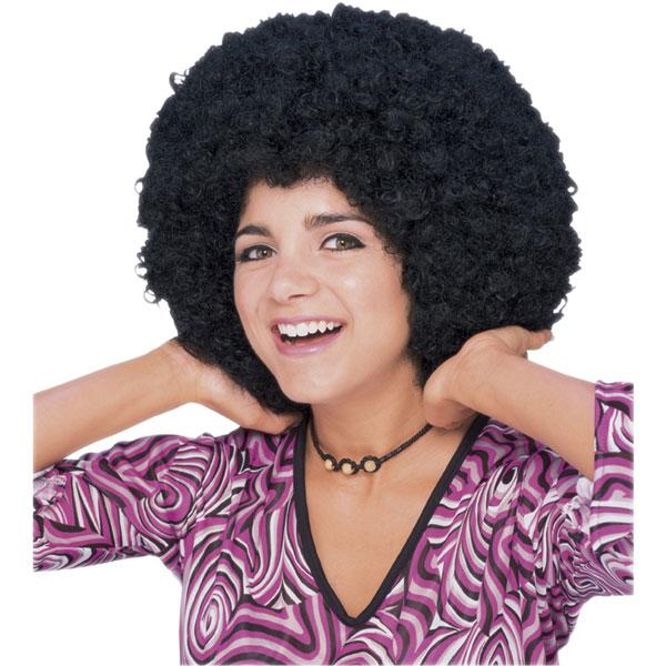 Medium Wide Afro Wig in Black by Rubies 50804 available here at Karnival Costumes online party shop