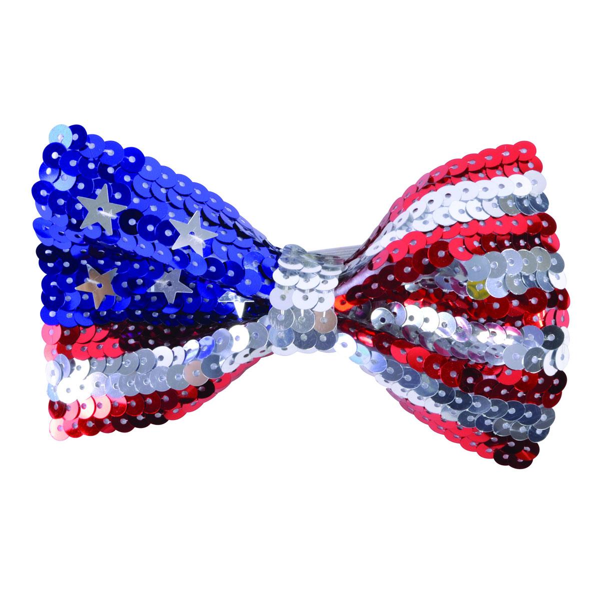 Sequin Stars and Stripes Bow Tie for American themed parties. By Bristol Novelties BA521 available here at Karnival Costumes online party shop