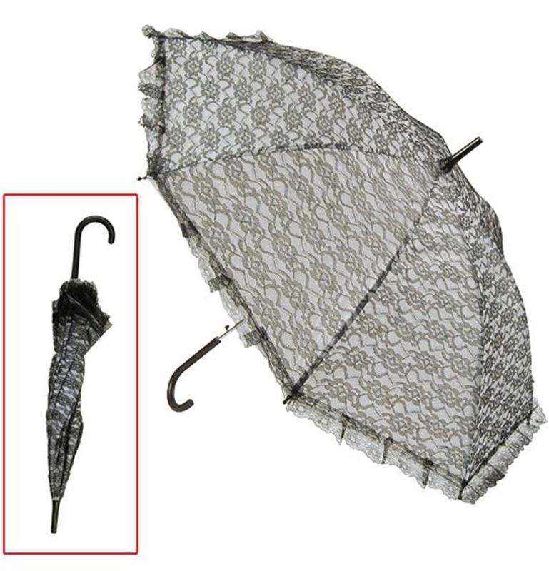 Lady's Black and White Lace Parasol Costume accessory by Bristol Novelties BA604 available from a collection here at Karnival Costumes online party shop