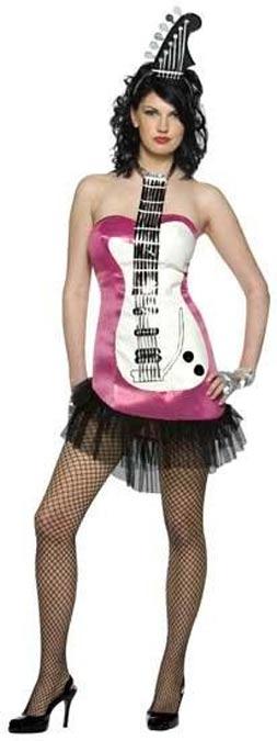 Pink Rock Guitar Adult Fancy Dress Costume