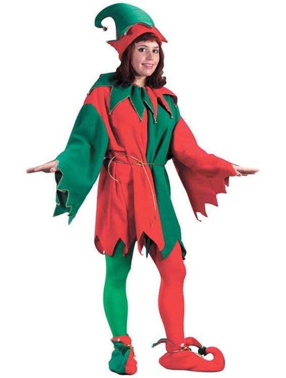 Complete Unisex Christmas Elf Fancy Dress Costume including Hat from Fun World 7516 and available from Karnival Costumes