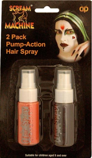 2 Pack Pump Action Hair Colouring Spray - Black and Orange