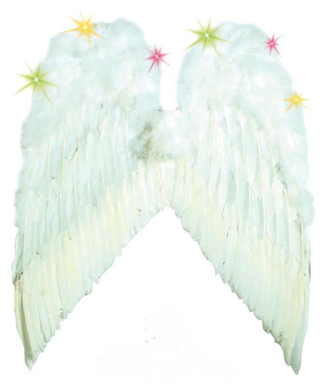 Light Up White Feather Wings - 55cm